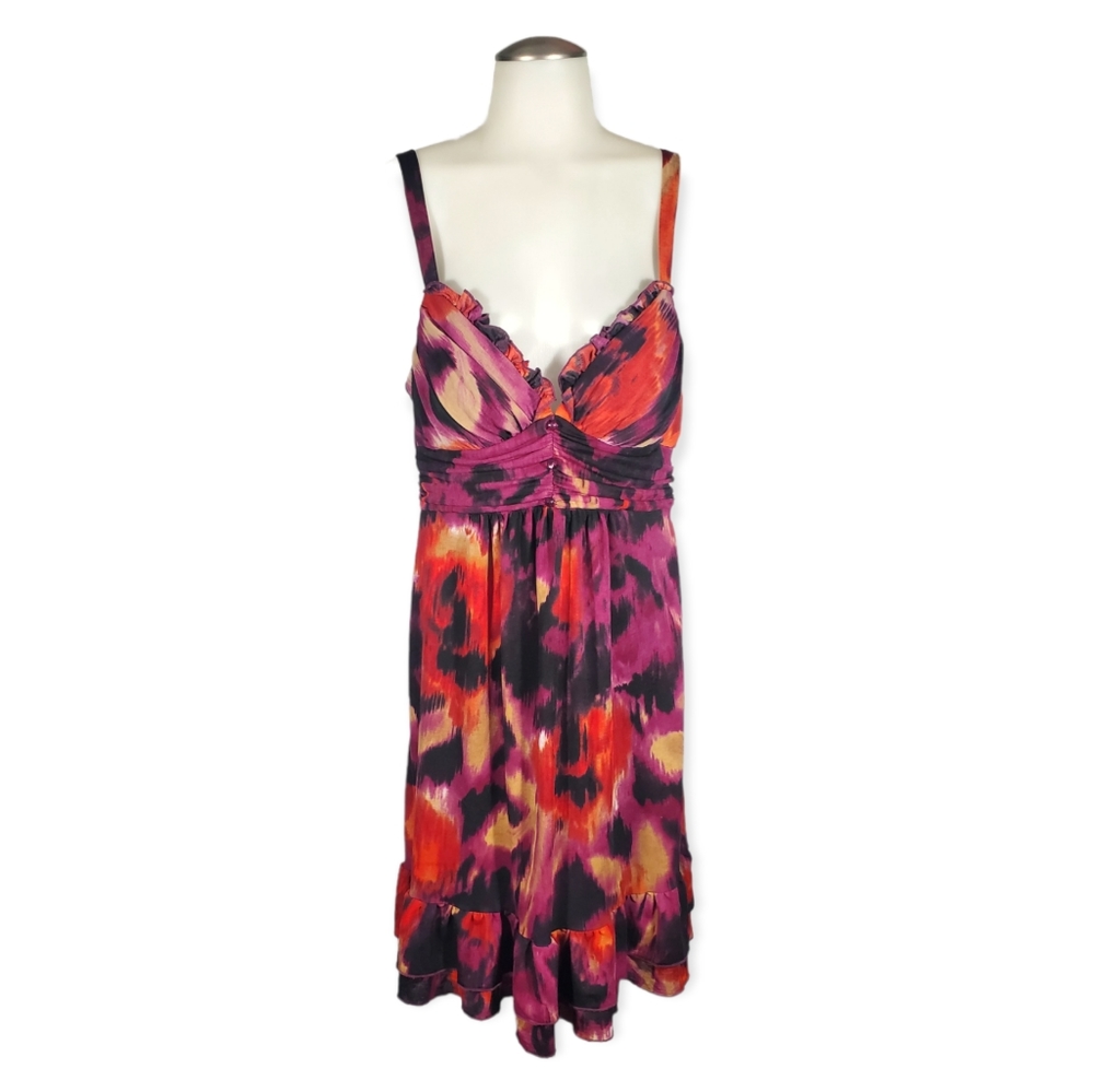 BISOU BISOU Beautiful ruffled purple red and black dress Size 12